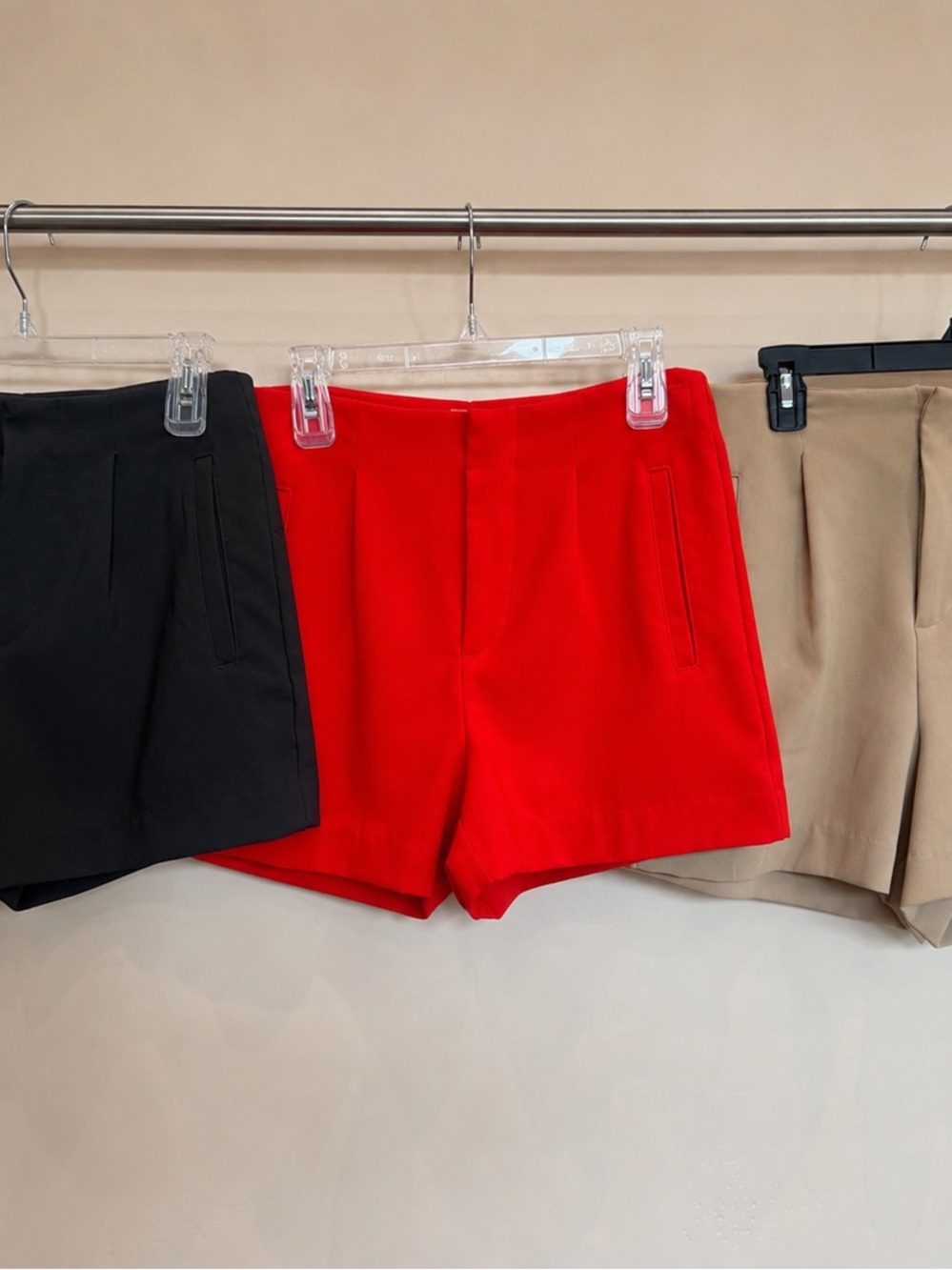 a new day High-Waist Tailored Shorts All 3 Shorts Red, Black and Tan for $35